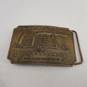 1974 Steamboat Clermont Belt Buckle Great North River New York NY Bergamot Brass
